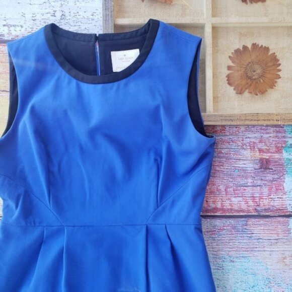 Kate Spade Cobalt Blue Arie Cotton Blend Pleated Mini Sheath Dress 12 - Picture 6 of 10